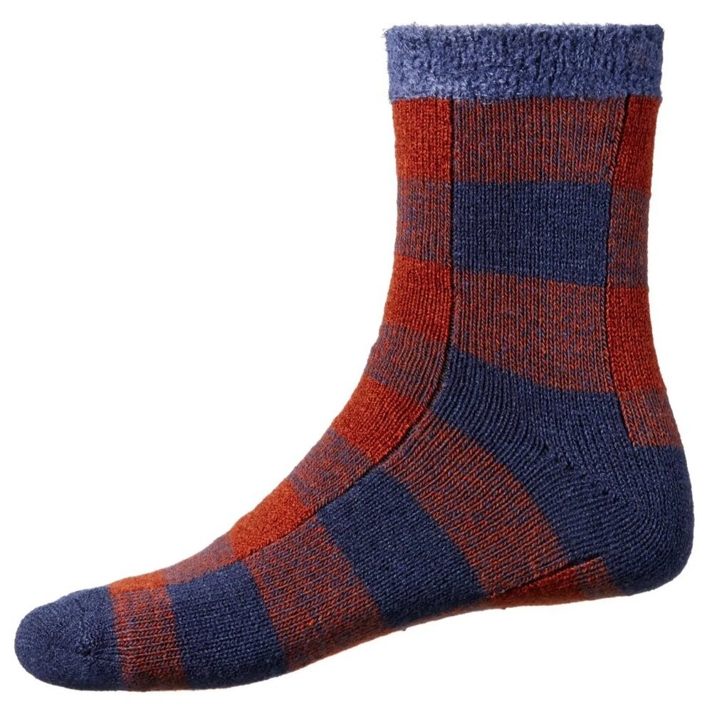 Northeast Outfitters Mens Cozy Cabin Buff Check Socks Nvy/Brwn L-8/12 NEW